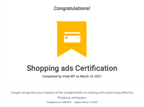 shopping ads certificate vivekmt4